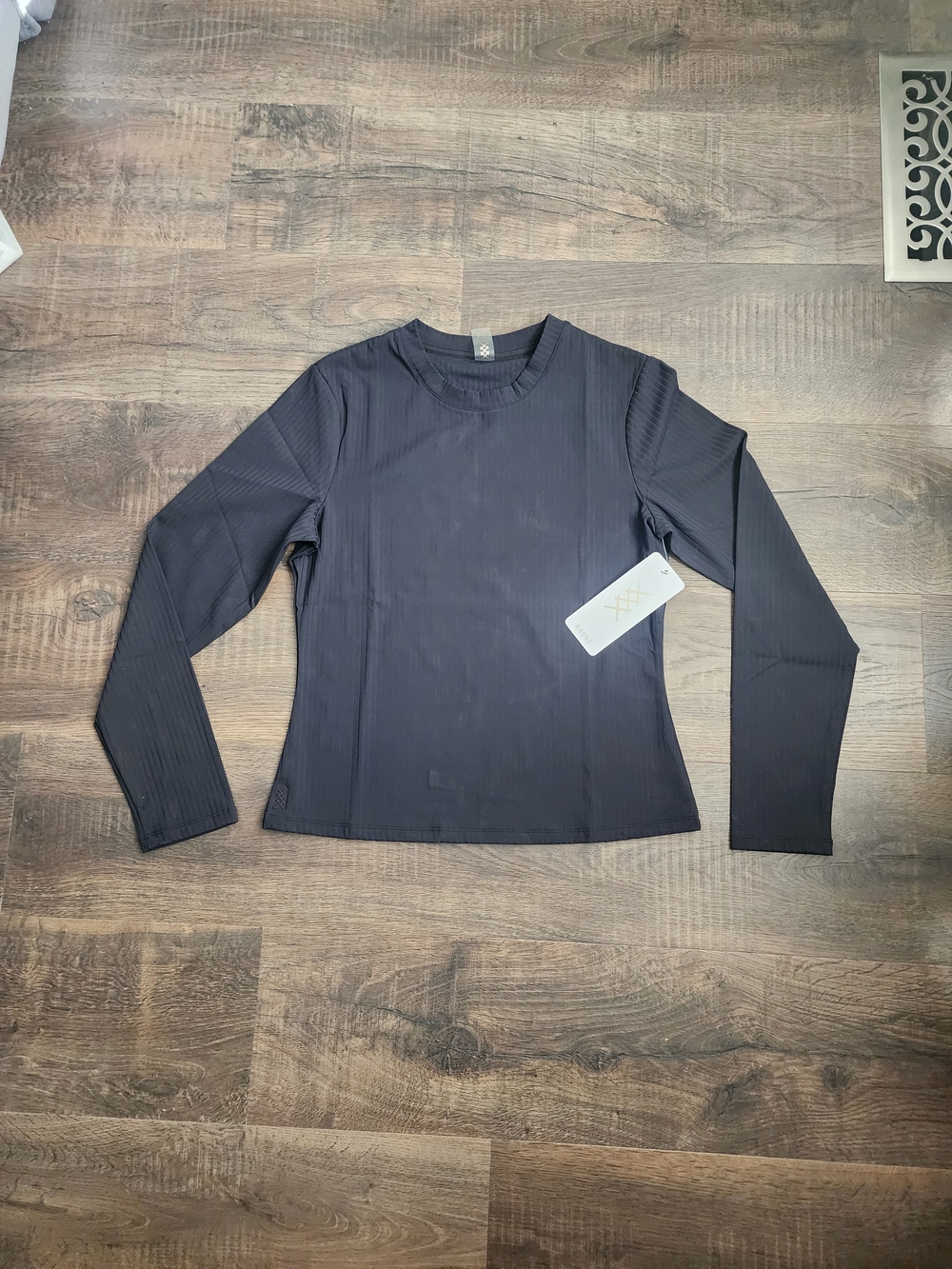 RHONE Black Ribbed Long-Sleeve Crew Neck Top